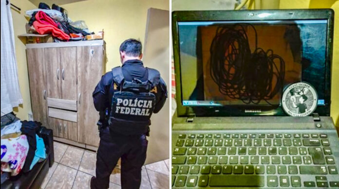 Flagrante de material arquivado por homem acusado de exploração sexual infantil durante operação nesta quinta-feira