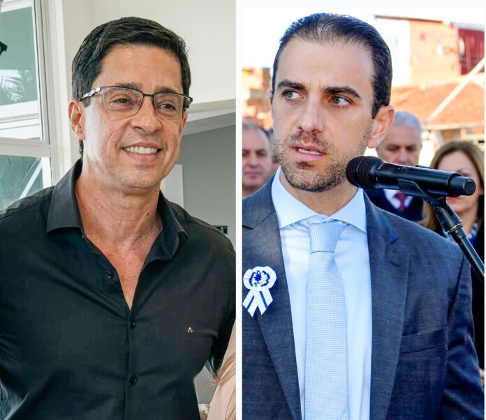 O presidente da Cãmara Antônio Carlos Junior e o prefeito Mateus Silva; Câmara e Prefeitura mantém queda de braço sobre Taxa do Lixo